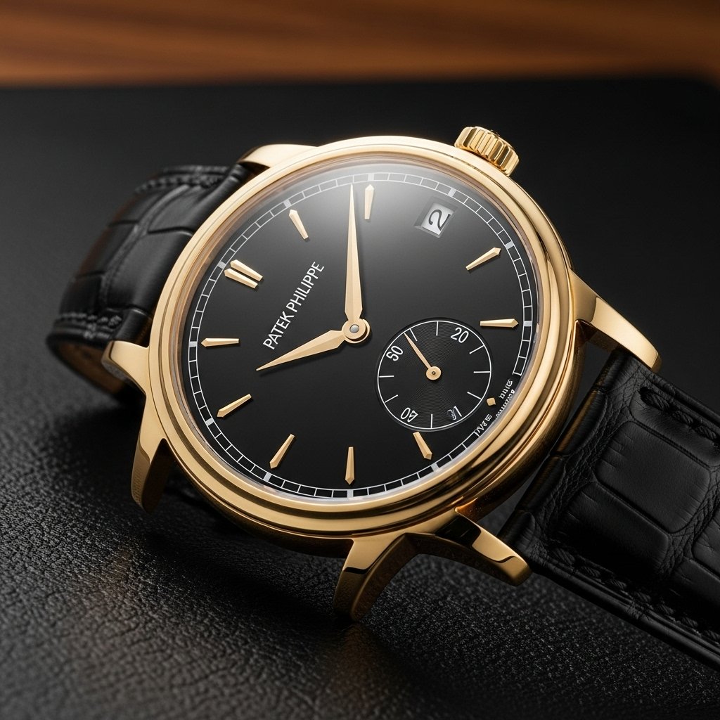 Whisk_6f16b2d85e7d10da57f49e6d953af337dr Patek Philippe Calatrava Automatic 39mm – Gold Case - Imagem 1