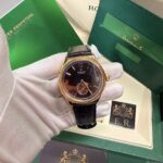 Geneve 1908 preto / couro preto / dourado