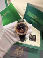 Geneve 1908 preto / couro preto / dourado