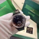 Geneve 1908 preto / couro preto / prata