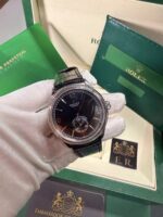 Geneve 1908 preto / couro preto / prata
