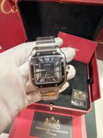 Cartier Santos Prata/Preto - Grande